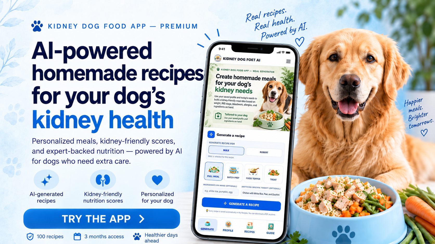 Kidney Dog Diet AI — AI-powered personalized kidney-friendly recipes for dogs