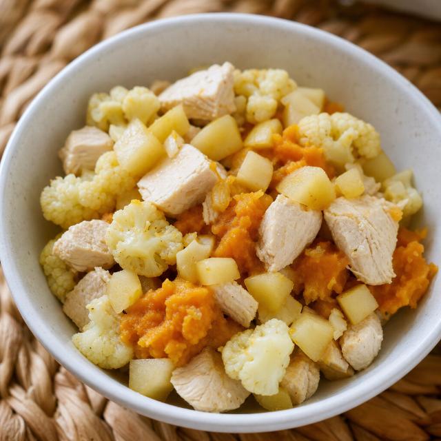 Chicken with Pumpkin, Cauliflower, and Pear Topper