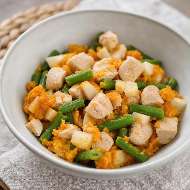 Chicken with Pumpkin, Green Beans, and Pear Topper