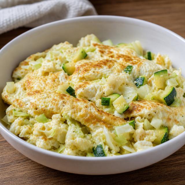 Kidney-Friendly Egg White Omelet with Cabbage, Cauliflower, and Zucchini