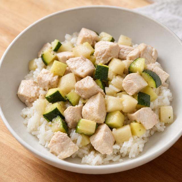 Kidney-Supportive Chicken with White Rice, Pear, and Zucchini