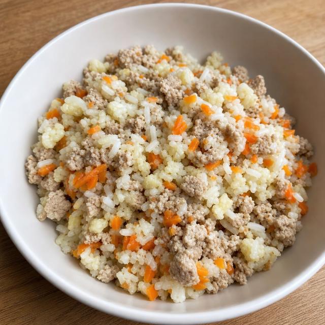 Turkey with Cauliflower, Carrots, and White Rice