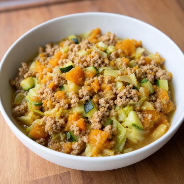 Turkey with Pumpkin, Cabbage, and Zucchini