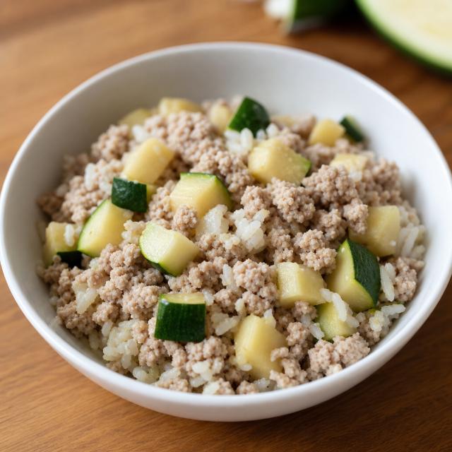 Turkey with White Rice, Zucchini, and Apple