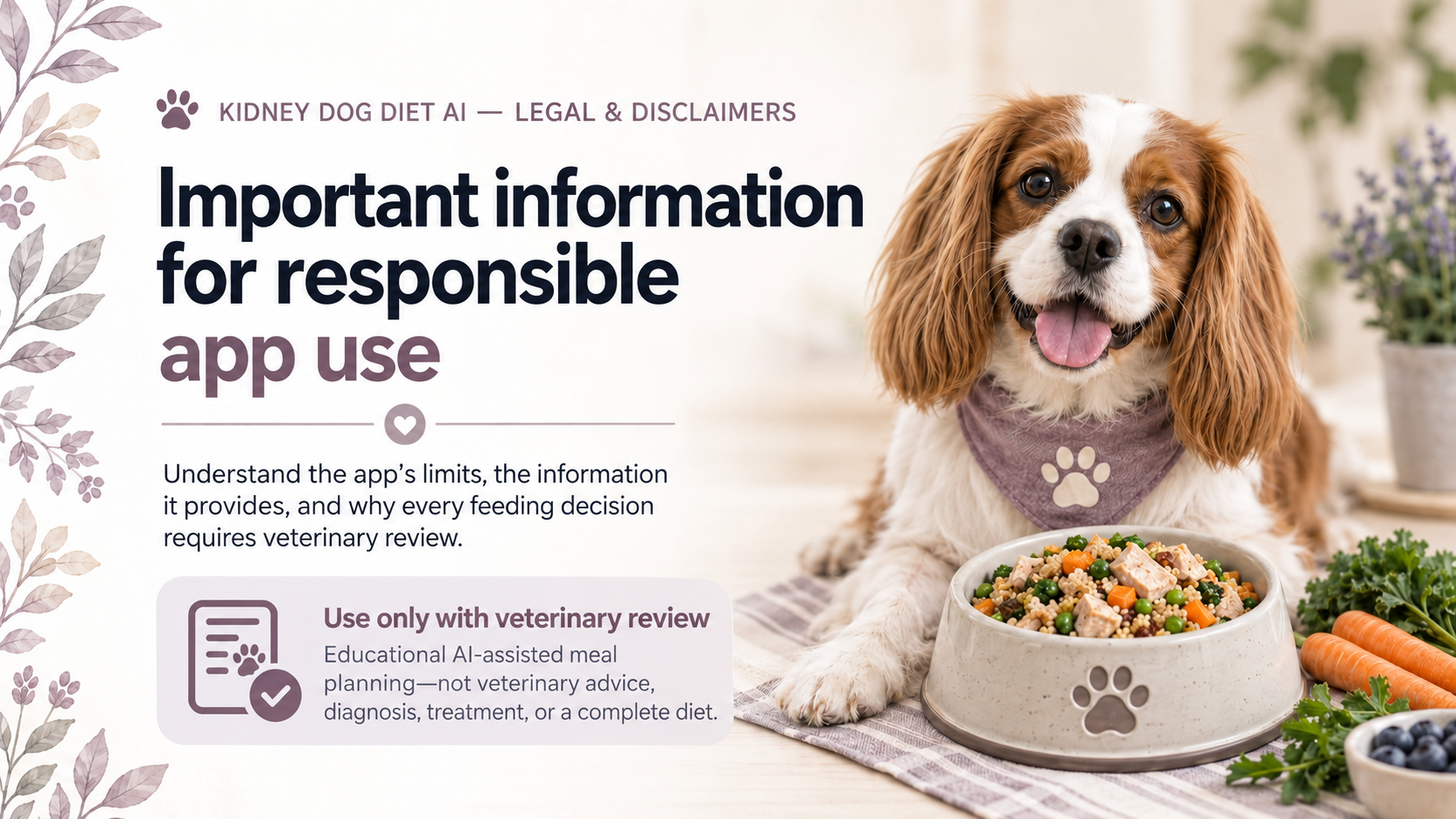 Kidney Dog Diet AI legal and service information